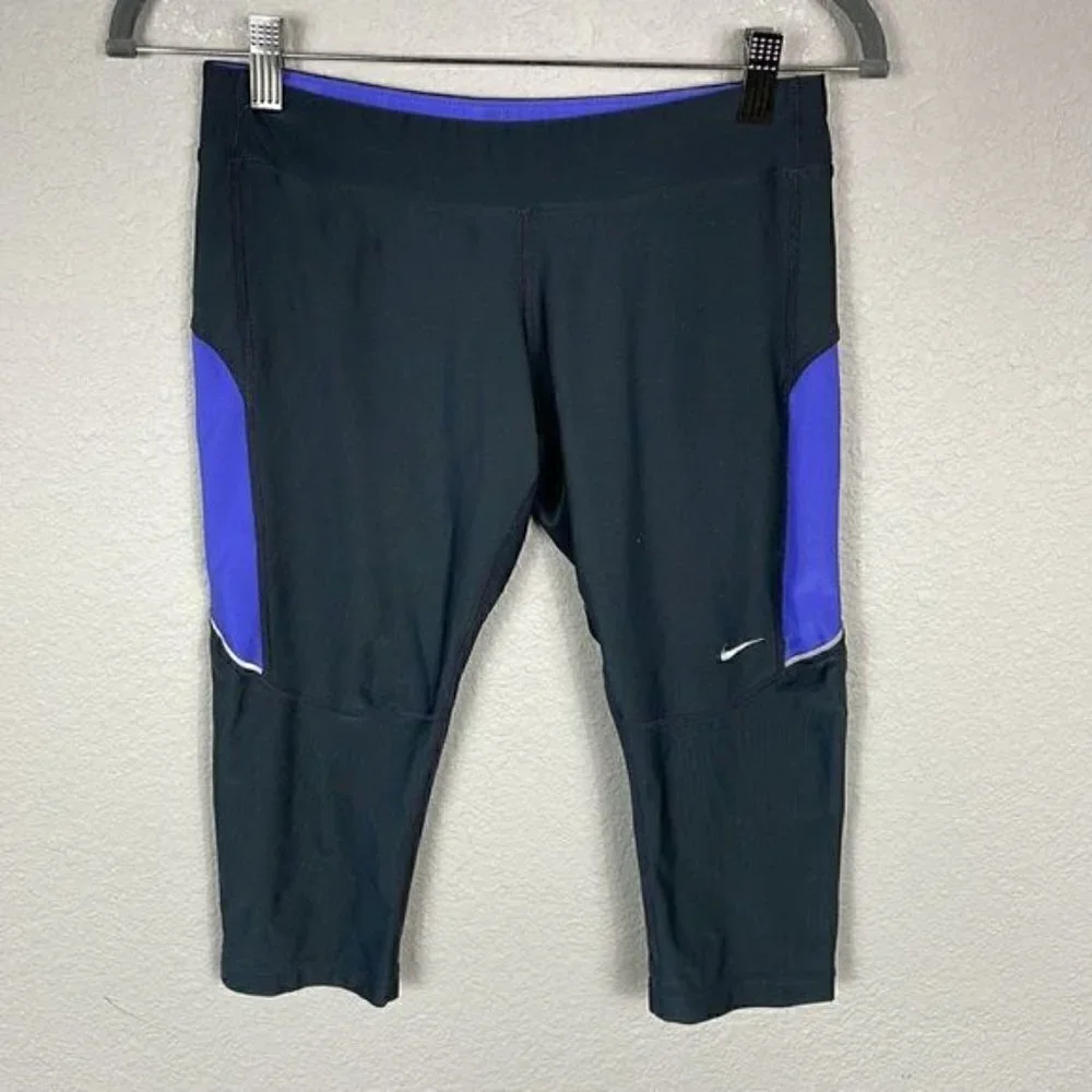 Nike Filament Dri Fit Two Tone Athletic Capri Leggings Yoga Running Hiking Sz M